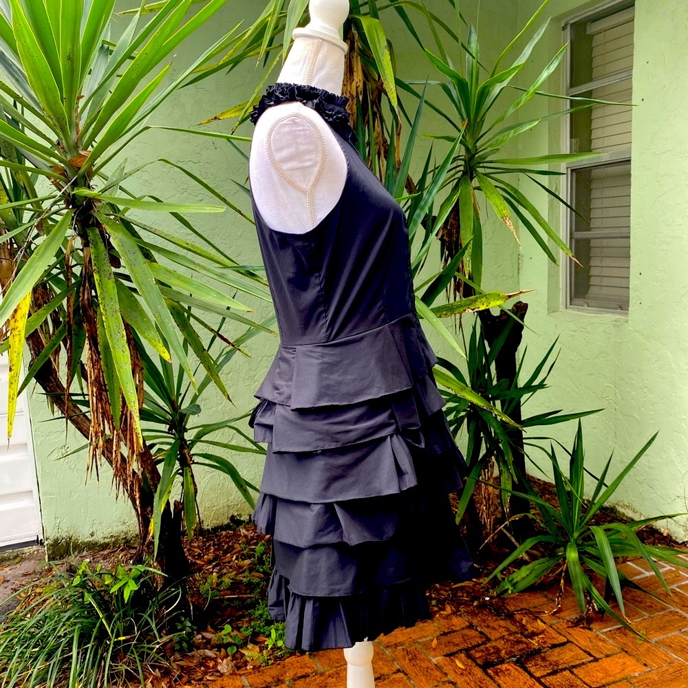 Black Ruffle Button Ruffle  Dress - Picture 4 of 8